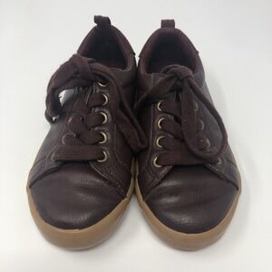Gymboree Boys Size 11 Burgundy Shoes Formal Tie‎ Lace Look Slip On Stylish